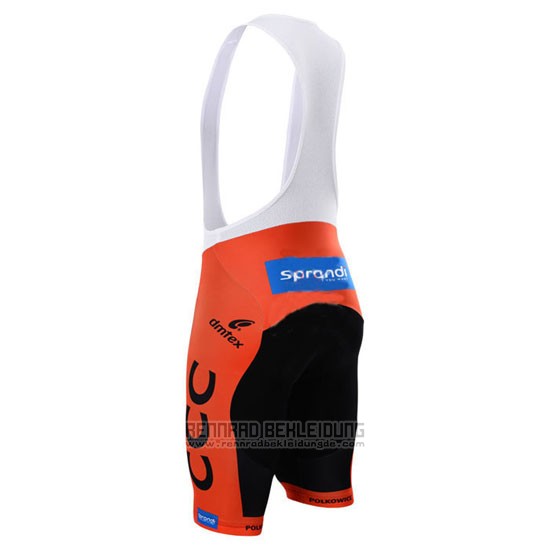 2015 Fahrradbekleidung CCC Shwarz und Orange Trikot Kurzarm und Tragerhose